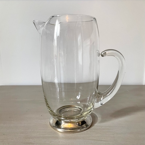 VINTAGE Mid-Century Silver Smith Studio Glass & Silver Cocktail Pitcher - Picture 2 of 10